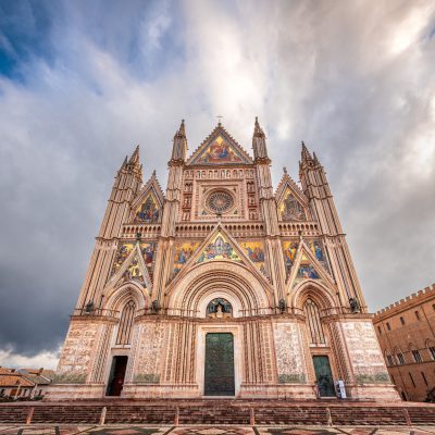 Orvieto, Italy at the cathedral and plaza in the morning.